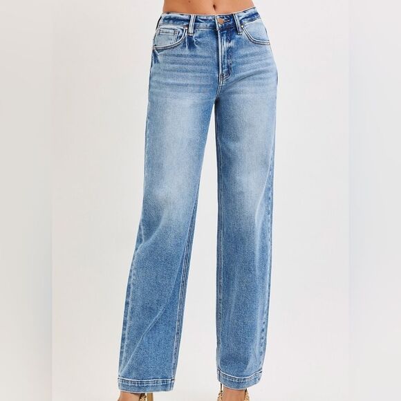 RISEN High Rise Wide Baggy But Not Too Baggy Jeans Size 0-15 - Picture 1 of 7